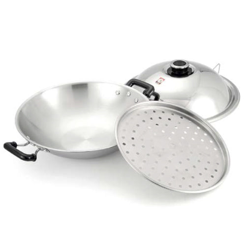 Wok with lid 42cm 5-ply